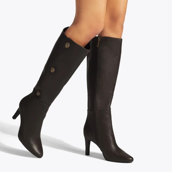 Kurt Geiger London Shoreditch 85 Leather Eagle Head Knee Boots - Picture 2 of 16